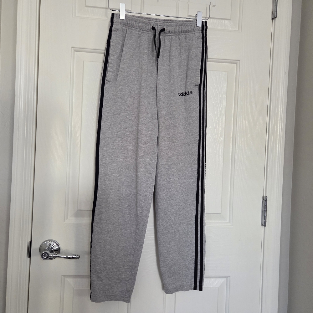Adidas Men's Small Grey And Black Athletic Pants Cotton Blend Knit